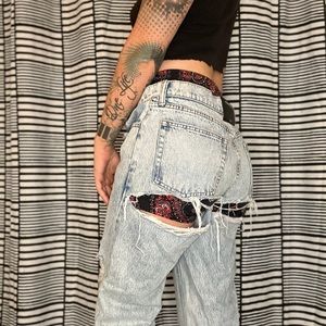 ALEXANDER WANG RIVAL BOXER LAYERED DISTRESSED DENIM